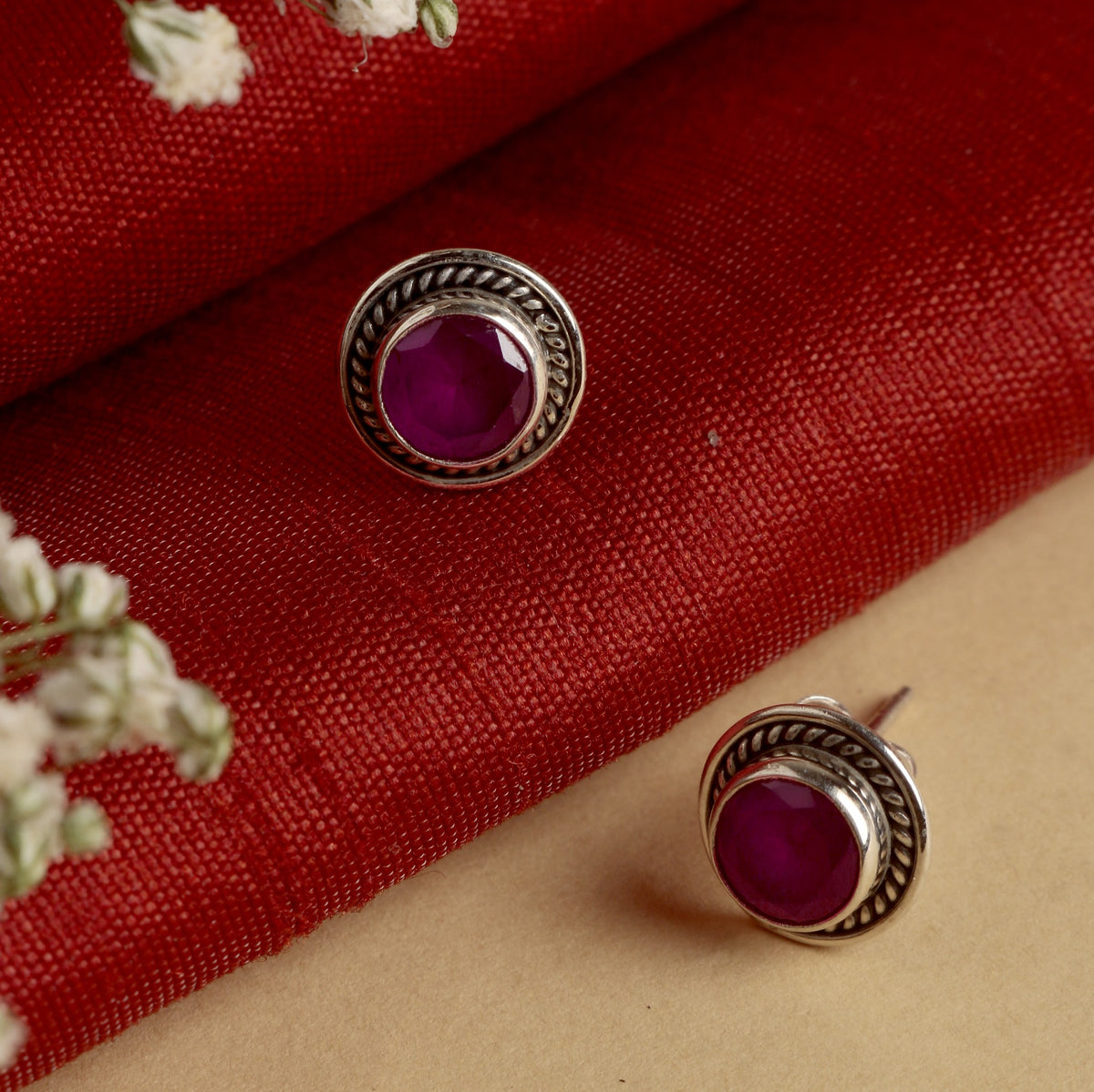 925 Sterling Silver Ruby Earrings for Women | Handcrafted Yellow Gemstone Jewelry | Bright Elegant Accessory