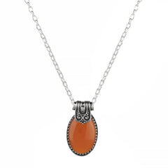 Fusionari 925 Sterling Silver Carnelian Pendant without Chain | Handcrafted orange Gemstone Jewelry | Elegant Calming Design