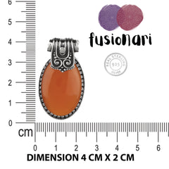 Fusionari 925 Sterling Silver Carnelian Pendant without Chain | Handcrafted orange Gemstone Jewelry | Elegant Calming Design