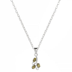 Fusionari 925 Sterling Silver Paridot Pendant without Chain | Handcrafted Light Green Gemstone Jewelry | Elegant Calming Design