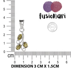 Fusionari 925 Sterling Silver Paridot Pendant without Chain | Handcrafted Light Green Gemstone Jewelry | Elegant Calming Design