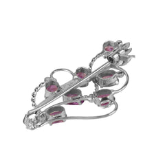 Fusionari 925 Sterling Silver Amethyst Brooch for Women | Handcrafted Purple Gemstone Jewelry | Elegant Designer Accessory