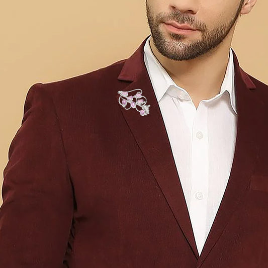 Fusionari 925 Sterling Silver Amethyst Brooch for Women | Handcrafted Purple Gemstone Jewelry | Elegant Designer Accessory