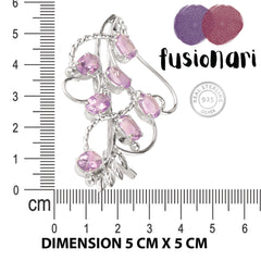 Fusionari 925 Sterling Silver Amethyst Brooch for Women | Handcrafted Purple Gemstone Jewelry | Elegant Designer Accessory