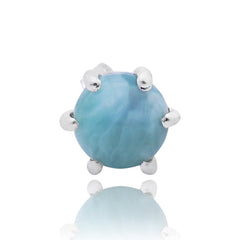 925 Sterling Silver Larimar Eartops for Women | Handcrafted Blue Gemstone Jewelry | Tropical Ocean-Inspired Design