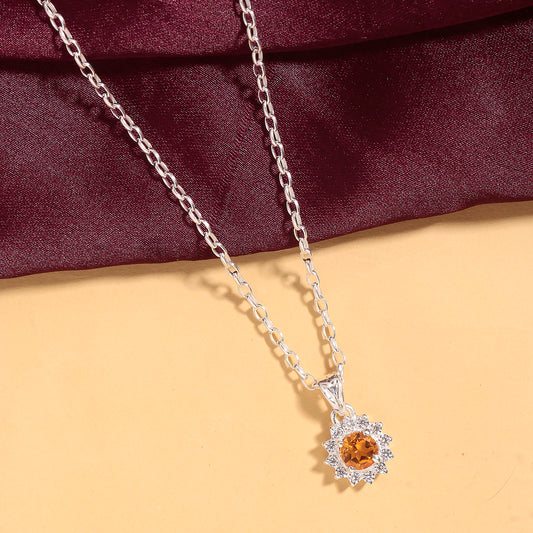 Fusionari 925 Sterling Silver AD Zircon Pendant with Chain for Women |  Necklace | Party Wear Jewellery | Designer Wedding Pendant Set | Elegant Gift for Her | Fashion Necklace Women