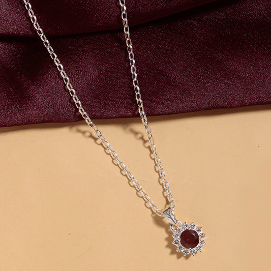 Fusionari 925 Sterling Silver AD Zircon Pendant with Chain for Women |  Necklace | Party Wear Jewellery | Designer Wedding Pendant Set | Elegant Gift for Her | Fashion Necklace Women