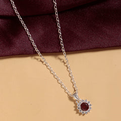 Fusionari 925 Sterling Silver AD Zircon Pendant with Chain for Women |  Necklace | Party Wear Jewellery | Designer Wedding Pendant Set | Elegant Gift for Her | Fashion Necklace Women