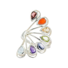 925 Silver Chakra Stone Ring – A vibrant blend of healing stones representing the 7 chakras, promoting balance, energy, and spiritual harmony