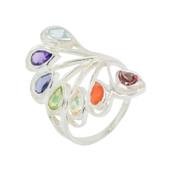 925 Silver Chakra Stone Ring – A vibrant blend of healing stones representing the 7 chakras, promoting balance, energy, and spiritual harmony