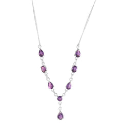 925 Sterling Silver Amethyst Necklace – Elegant Handmade Gemstone Jewelry