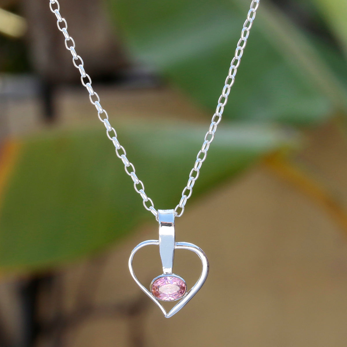 925 Sterling Silver Pink AD Pendant in Sterling Silver, Elegant Handmade Jewellery for Women, Classic and Timeless Design