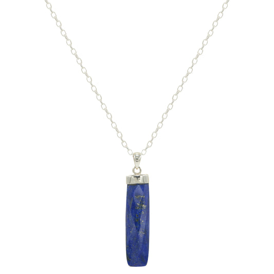 Natural Lapis  BLazuli Pendant Necklace with 18" Sterling Silver Chain – Healing Crystal Jewelry for Women