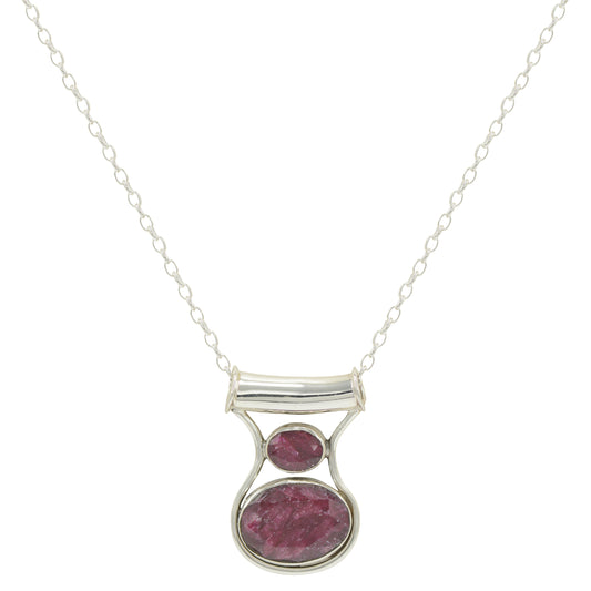 925 Sterling Silver Ruby Pendant Necklace – Handcrafted natural ruby gemstone on an 18-inch sterling silver chain. Elegant, timeless jewelry for women