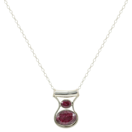 925 Sterling Silver Ruby Pendant Necklace – Handcrafted natural ruby gemstone on an 18-inch sterling silver chain. Elegant, timeless jewelry for women