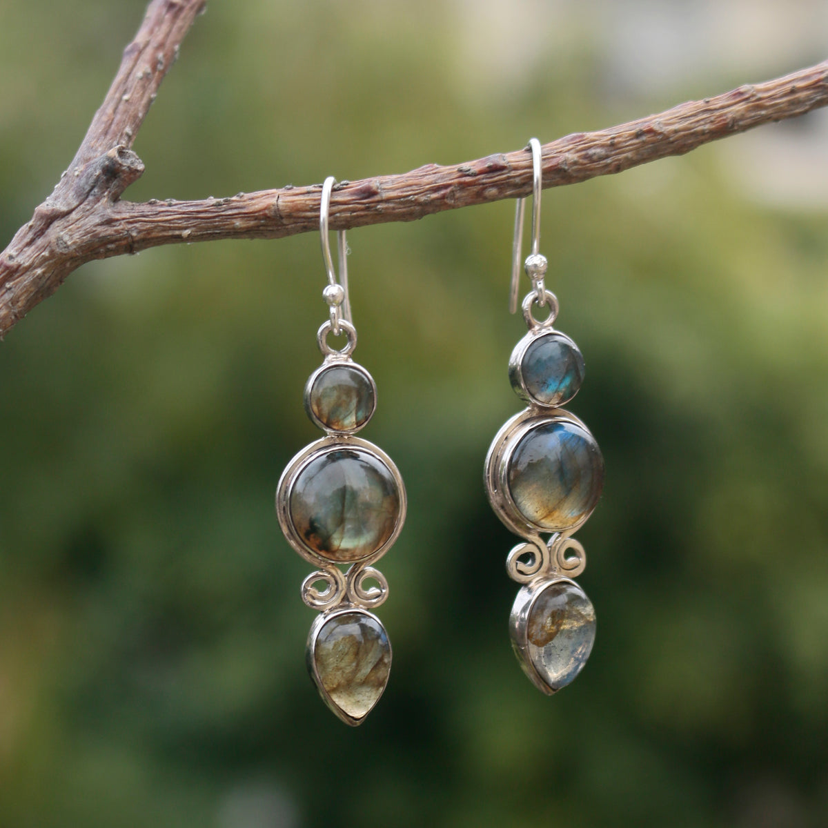 925 Sterling Silver Labradorite Dangle Earrings – Handmade Boho Chic Jewelry
