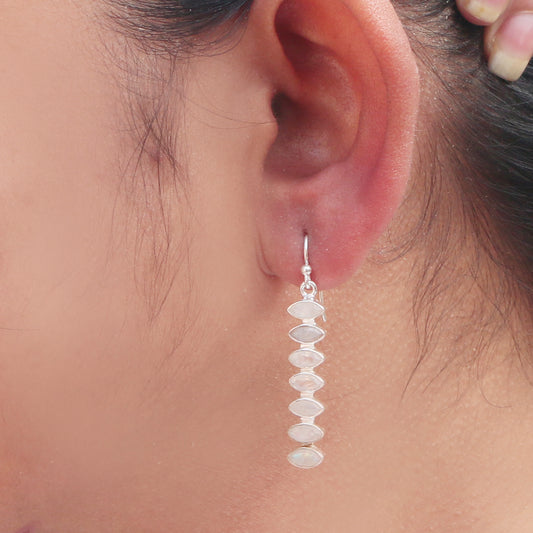 925 Sterling Silver Moonstone Earrings for Women | Handcrafted White Gemstone Jewelry | Classic and Stylish Design |
