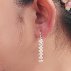 925 Sterling Silver Moonstone Earrings for Women | Handcrafted White Gemstone Jewelry | Classic and Stylish Design |
