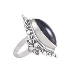 925 Sterling Silver Black Onyx Ring – Vintage Boho Statement Ring for Women