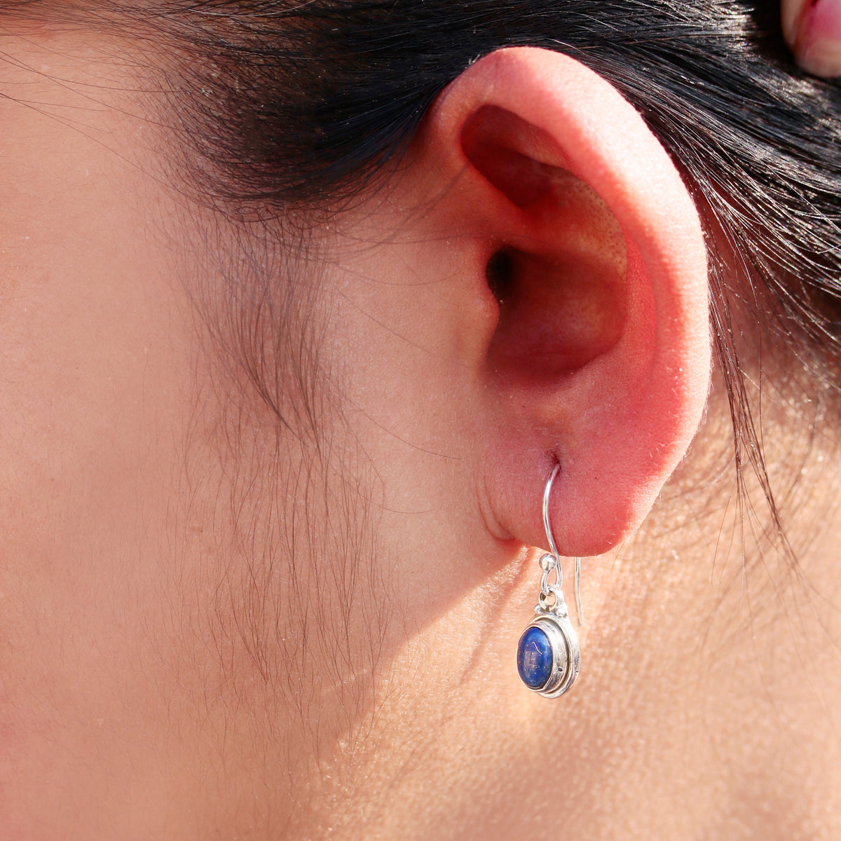 925 Sterling Silver Lapis Lazuli Dangle Earrings – Handmade Boho Jewelry