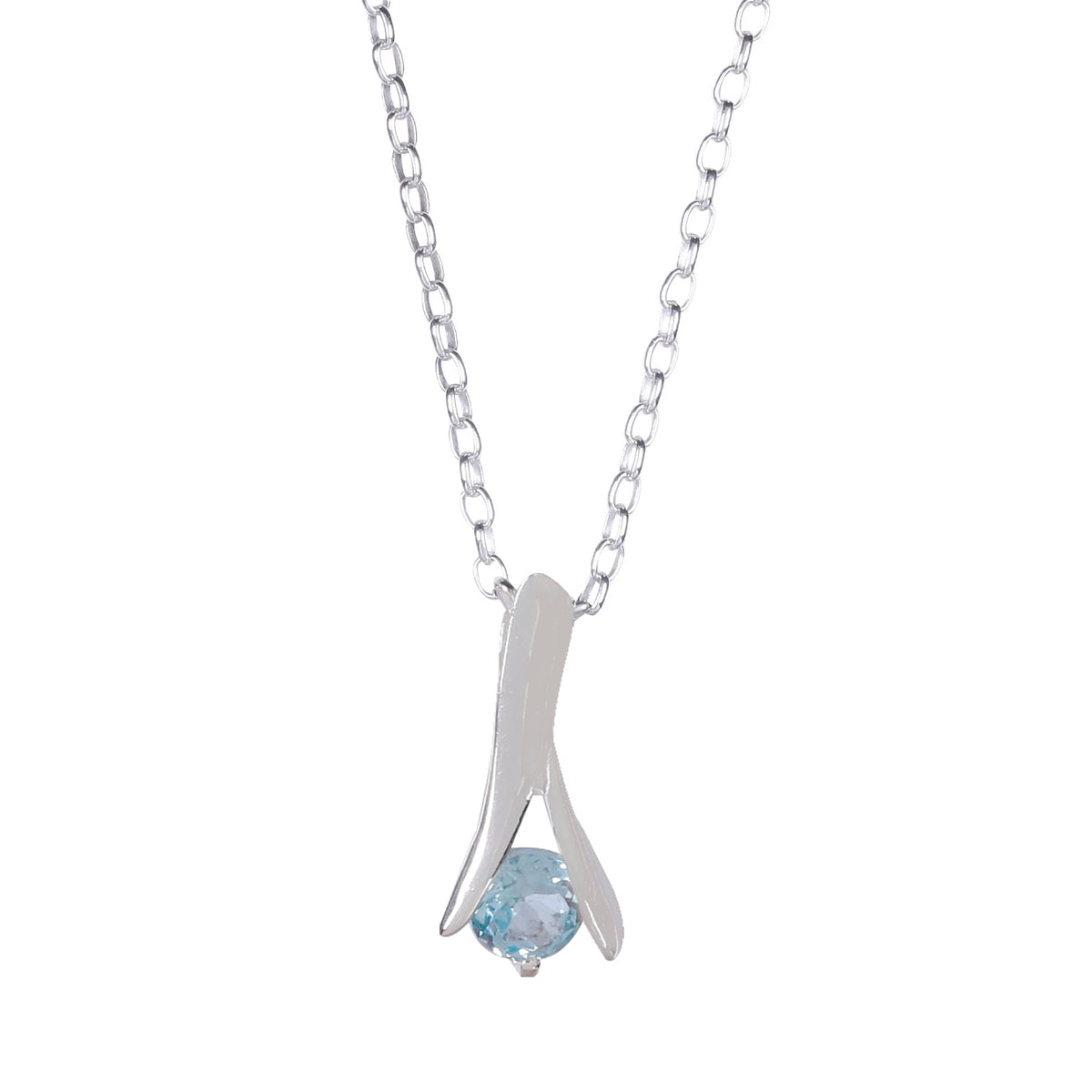 925 Sterling Silver Blue Topaz Pendant Necklace – Elegant Design with Natural Oval-Cut Gemstones For Women Gift