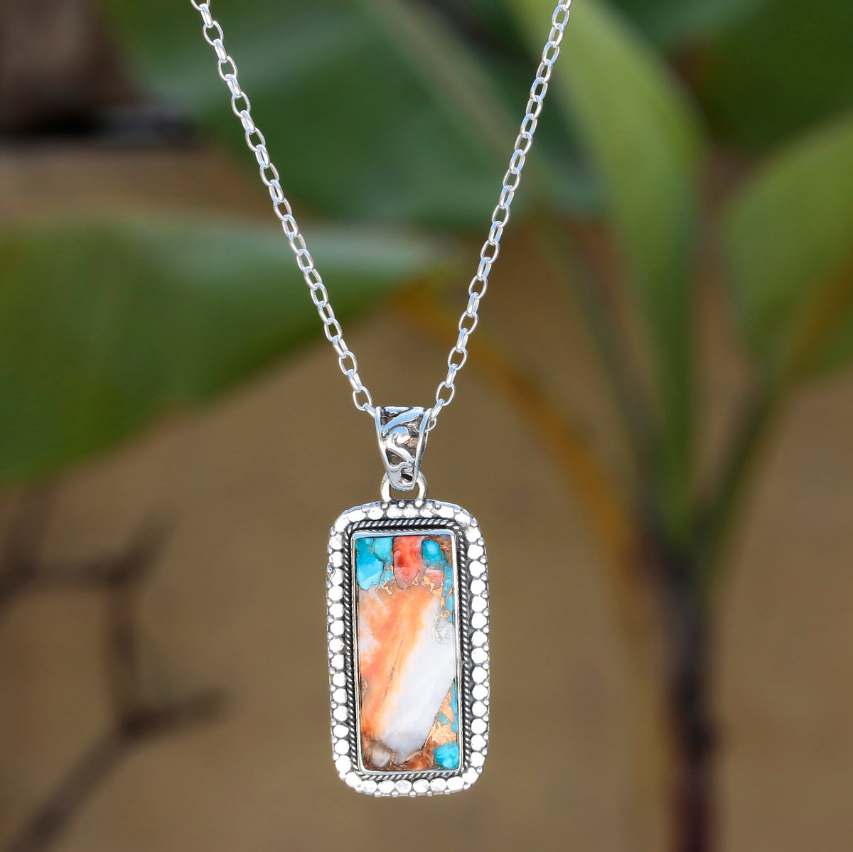 925 Silver Turquoise Pendant with Natural  Elegant and Unique Jewelry Piece