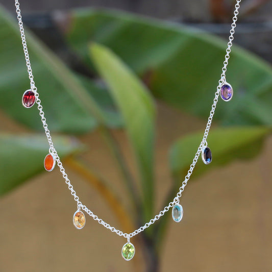 925 Sterling Silver Garnet Pendant Necklace with 18" Chain for Women | Designer Gemstone Jewelry | Party Wear Gift