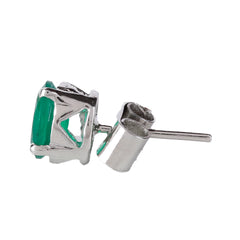 925 Sterling Silver Green Onyx Eartops - Elegant Gemstone Stud Earrings for Women