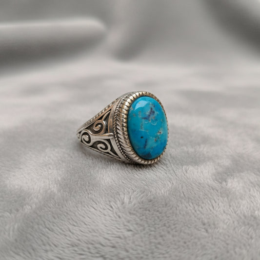 925 Sterling  Silver Turquoise Silver Ring Crystal Gemstone Jewelry, Handcrafted Luxury Women’s Ring, Perfect Party Gift