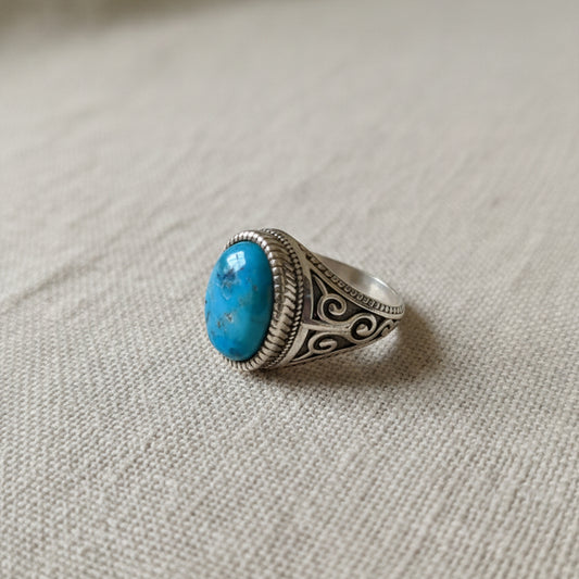 925 Sterling  Silver Turquoise Silver Ring Crystal Gemstone Jewelry, Handcrafted Luxury Women’s Ring, Perfect Party Gift