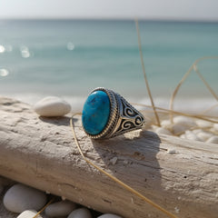 925 Sterling  Silver Turquoise Silver Ring Crystal Gemstone Jewelry, Handcrafted Luxury Women’s Ring, Perfect Party Gift