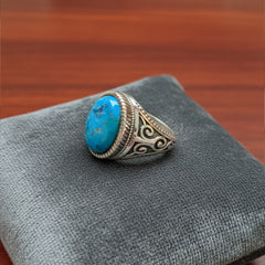 925 Sterling  Silver Turquoise Silver Ring Crystal Gemstone Jewelry, Handcrafted Luxury Women’s Ring, Perfect Party Gift