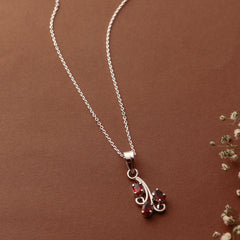925 Sterling Silver Garnet Pendant Necklace for Women with 18" Chain | Handmade Gemstone Jewelry | Deep Red Crystal | Elegant Gift for Her
