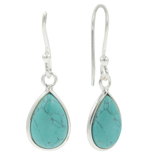 925 Sterling Silver Turquoise Earrings – Handcrafted Natural Gemstone Jewelry for Women – Elegant Drop Earrings for Women & Girls