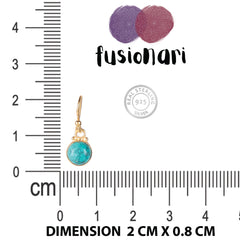 925 Sterling Silver Gold Plated Natural Turquoise Drop Earrings Sterling Slver Round Gemstone Dangles