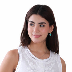 925 Sterling Silver Gold Plated Natural Turquoise Drop Earrings Sterling Slver Round Gemstone Dangles