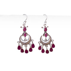 925 Sterling Silver Ruby Earrings for Women | Handcrafted Red Gemstone Jewelry | Elegant Party Wear Earrings