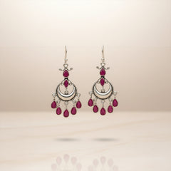 925 Sterling Silver Ruby Earrings for Women | Handcrafted Red Gemstone Jewelry | Elegant Party Wear Earrings