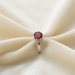 925 Sterling Silver Garnet Adjustable  Ring – Handcrafted Red Gemstone Jewelry, Luxury Gift for Her, Elegant Women’s Ring, Classic Style