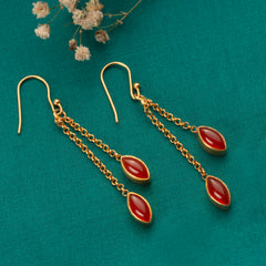 925 Sterling Silver Carnelian Earrings with 2.5 Micron Gold Plating | Handmade Gemstone Earrings for Women | Party Wear Jewelry