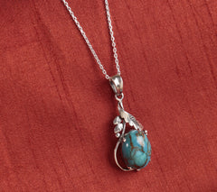 925 Sterling Silver Turquoise Pendant without Chain | Handcrafted Blue Gemstone Jewelry | Boho & Artistic Design