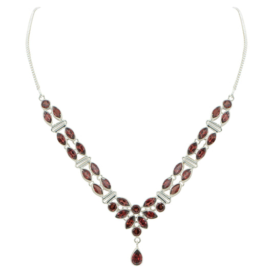 925 Silver Elegant Garnet Necklace sterling silver & Deep Red Gemstones