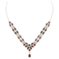 925 Silver Elegant Garnet Necklace sterling silver & Deep Red Gemstones