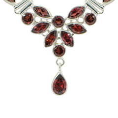 925 Silver Elegant Garnet Necklace sterling silver & Deep Red Gemstones