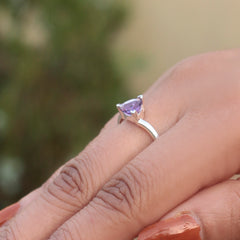 925 Silver Amethyst Ring  Purple Crystal Gemstone Sterling Silver Jewelry, Handcrafted Luxury Women’s Ring for Special Occasions