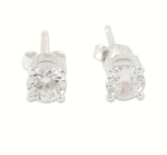 Fusionari 925 Sterling Silver AD Zircon Stud Earrings for Women | Elegant Handcrafted Jewelry Gift | Luxury Silver Earrings