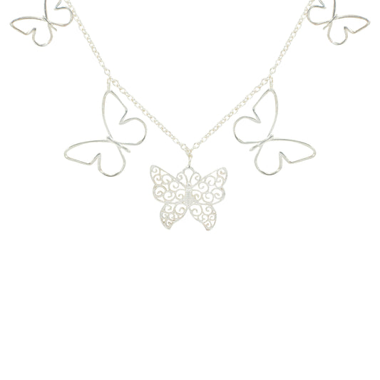 925 Sterling Silver Butterfly Charm Necklace, Whimsical butterfly Necklace - Perfect Gift For Natural Lovers