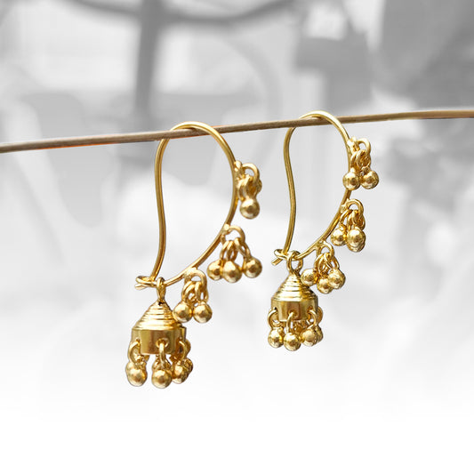 Fusionari 925 Sterling Silver Gold Plated Mango Jhumka Earrings for Women | Elegant Designer Jewelry | Classic Statement Accessory