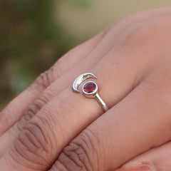 925 Silver Garnet Ring  Elegant Red Gemstone Sterling Silver Jewelry, Handmade Women’s Ring for Party, Festive & Daily Wear