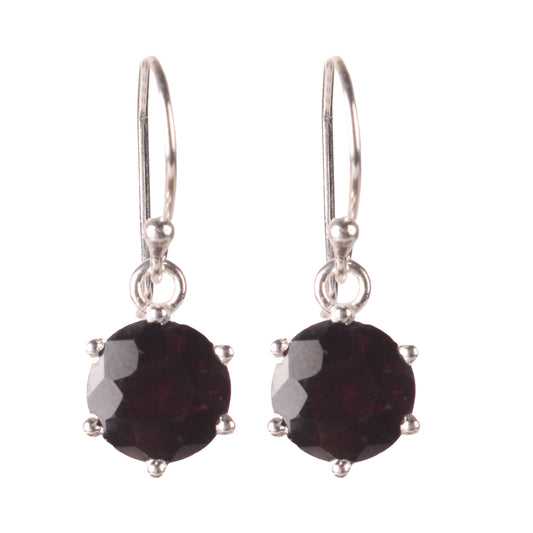 Fusionari 925 Sterling Silver Garnet |Gemstone Stud Earrings for Women |Elegant Handmade Jewelry for Gifting , Everyday Wear | 2 Pcs| 3 Gram